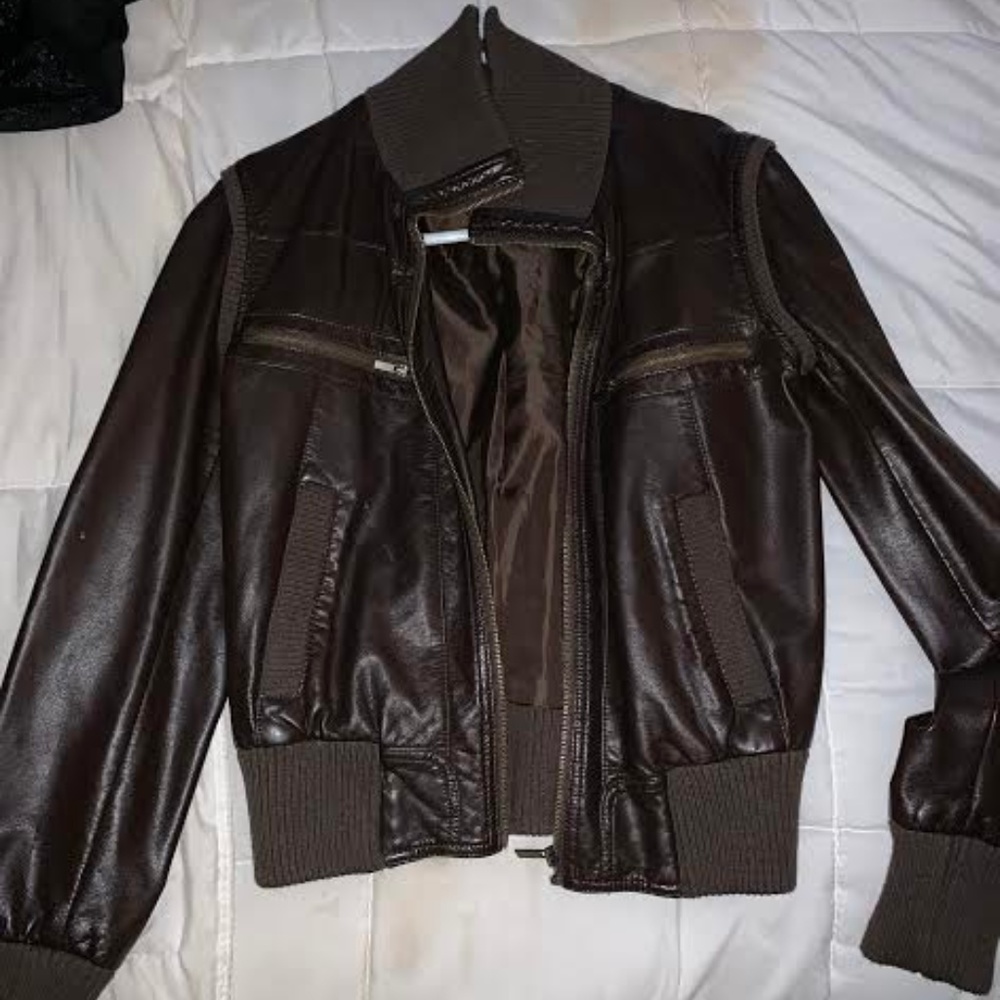 Urban Outfitters Brown Leather Jacket Size Small